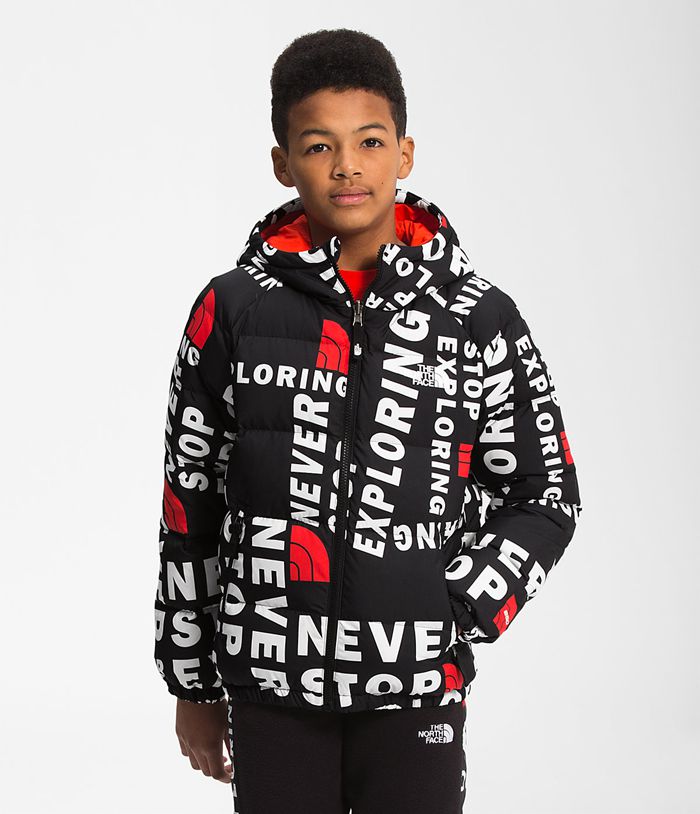 The North Face Boys Jacket Printed Hyalite Down 912BAYNOT - Black